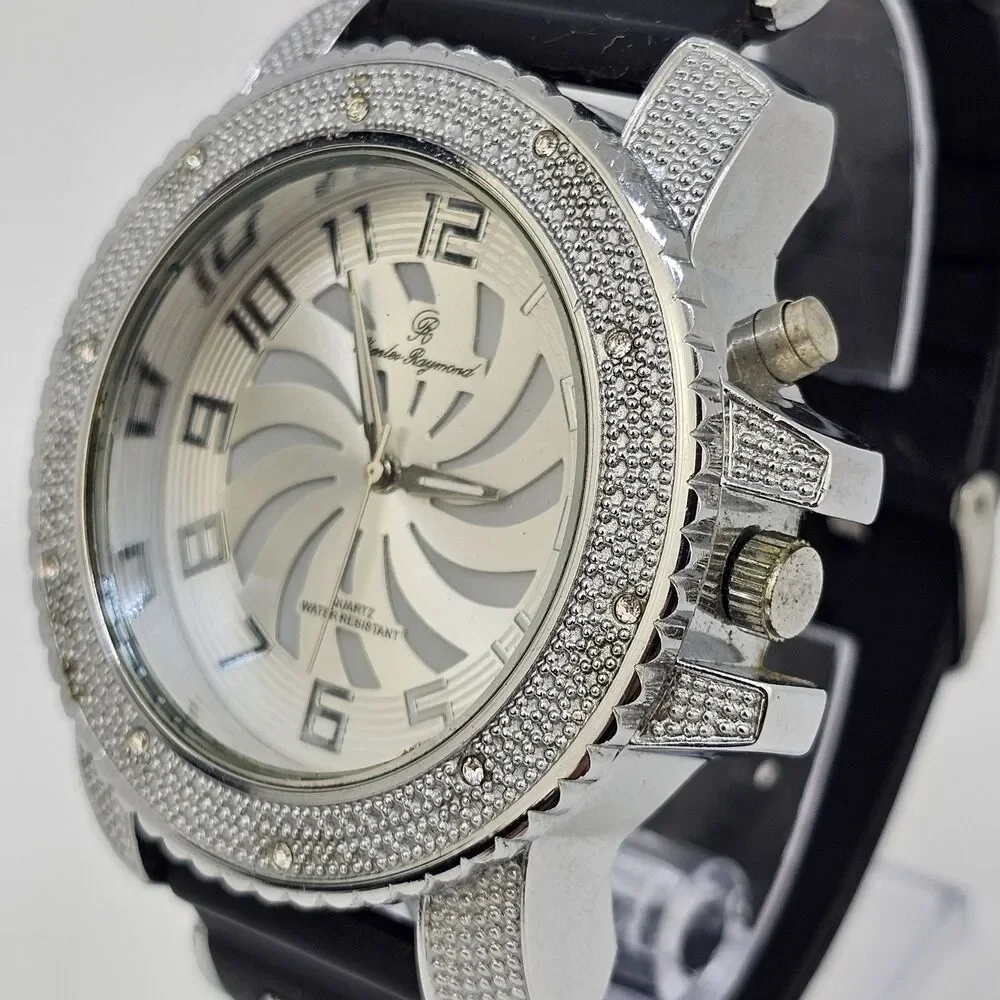 Charles Raymond Men's Watch 52MM Gray Dial Black Plastic Bands‎ New Batteries
